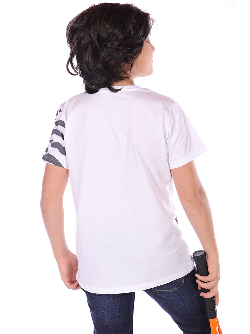 Beyaz Erkek Çocuk Kaplan Baskılı Tişört-3