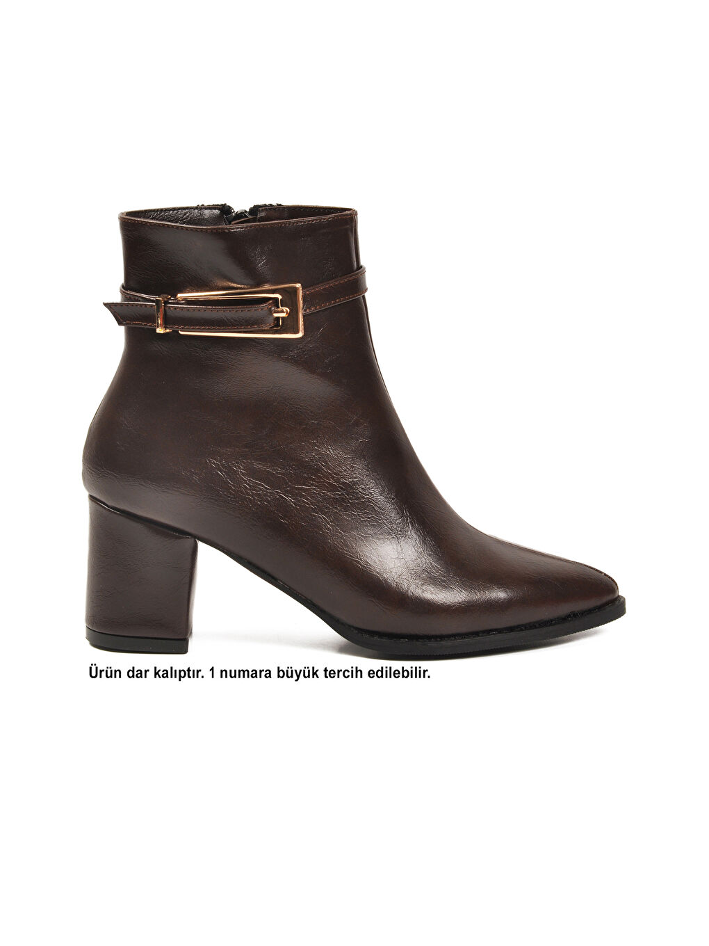 Kahverengi Kahve Dar Kalıp İçi Polarlı Sivri Burun Topuklu Kadın Bot 262327 Z-1