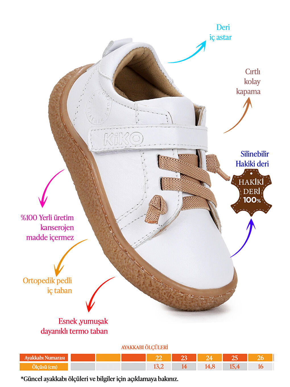 Beyaz Arad %100 Deri Günlük Erkek Bebek Spor Ayakkabı-1