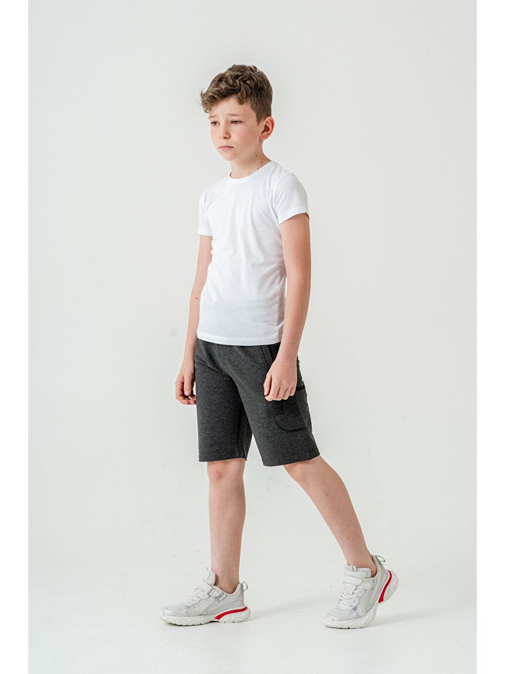 Antrasit Stay  Good Baskılı Cep Fermuarlı Erkek Çocuk Şort-1