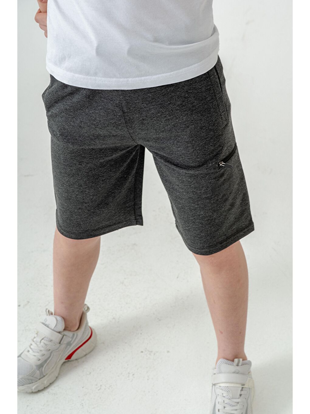 Antrasit Stay  Good Baskılı Cep Fermuarlı Erkek Çocuk Şort-6