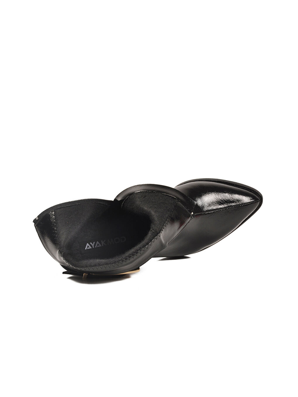 Siyah Dar Kalıp İçi Polarlı Sivri Burun Topuklu Kadın Bot 262327 Z-3