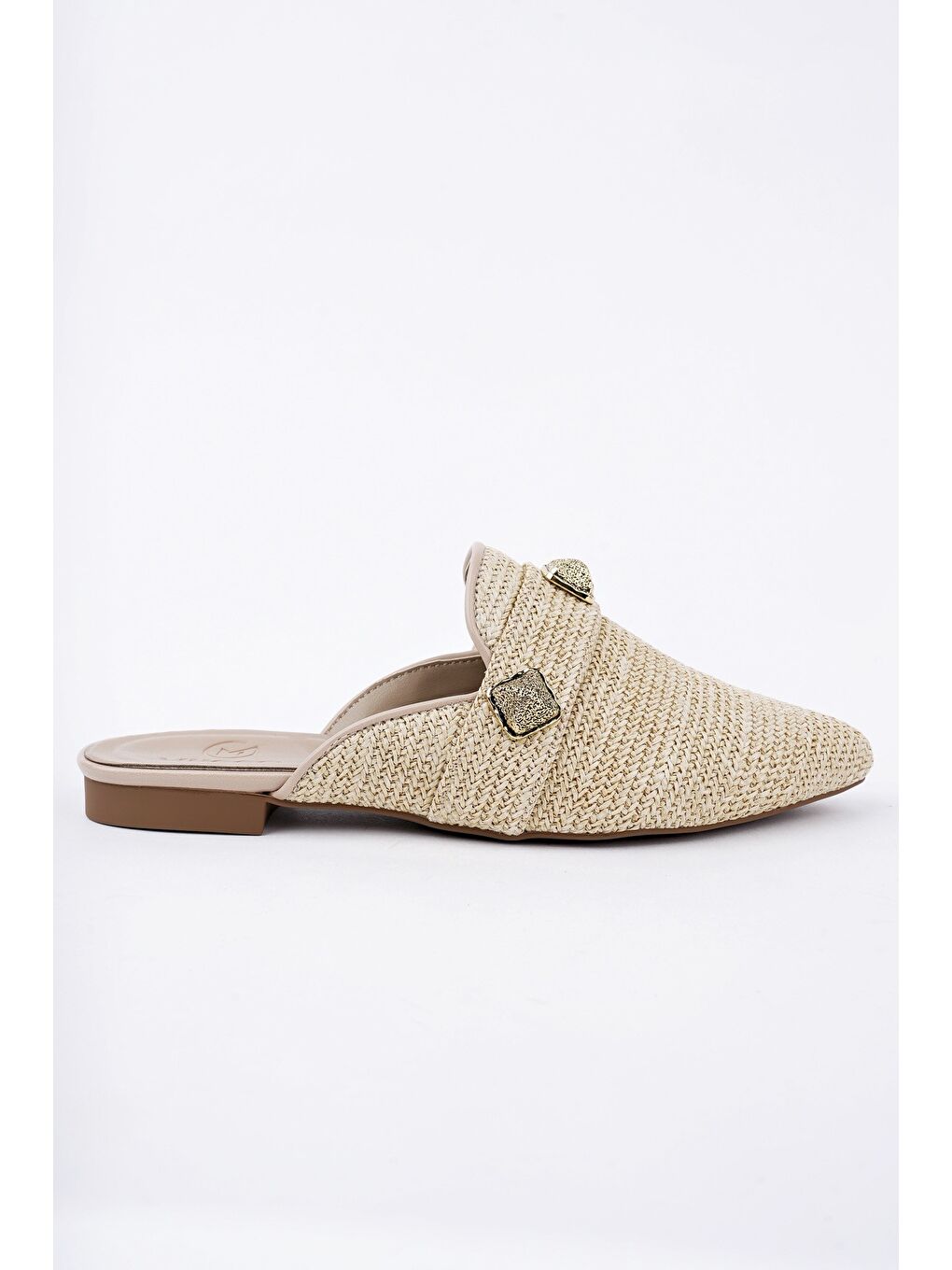 Bej KENDAL Önü Kapalı Kadın Günlük Hasır Terlik-2