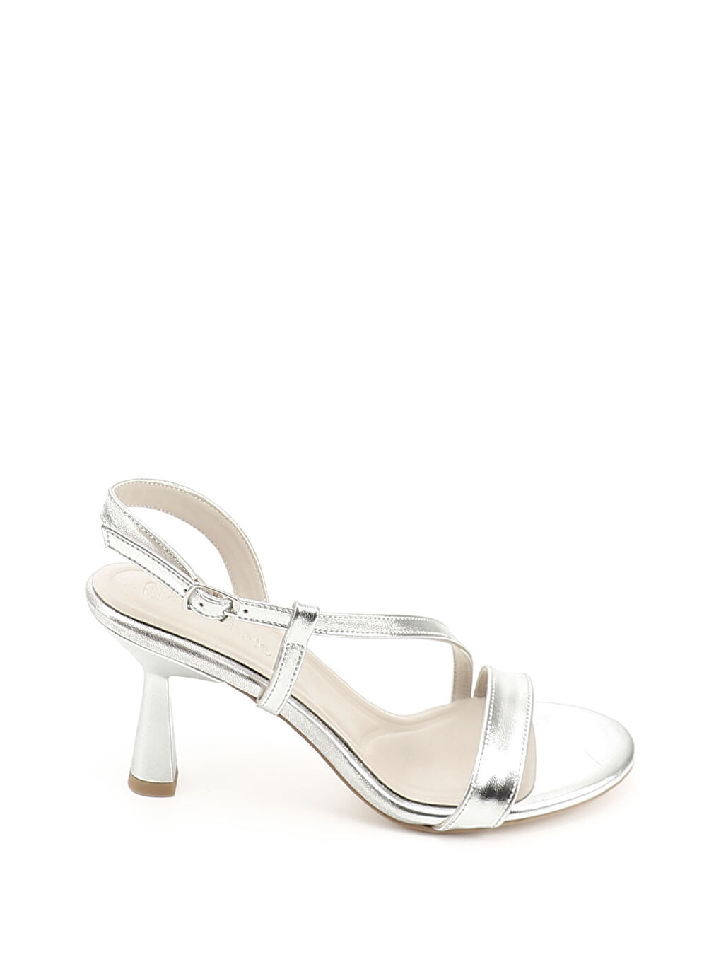 Gri Kadın GÜMÜŞ-GRİ Bantlı Kadeh Ökçe Sandalet-1