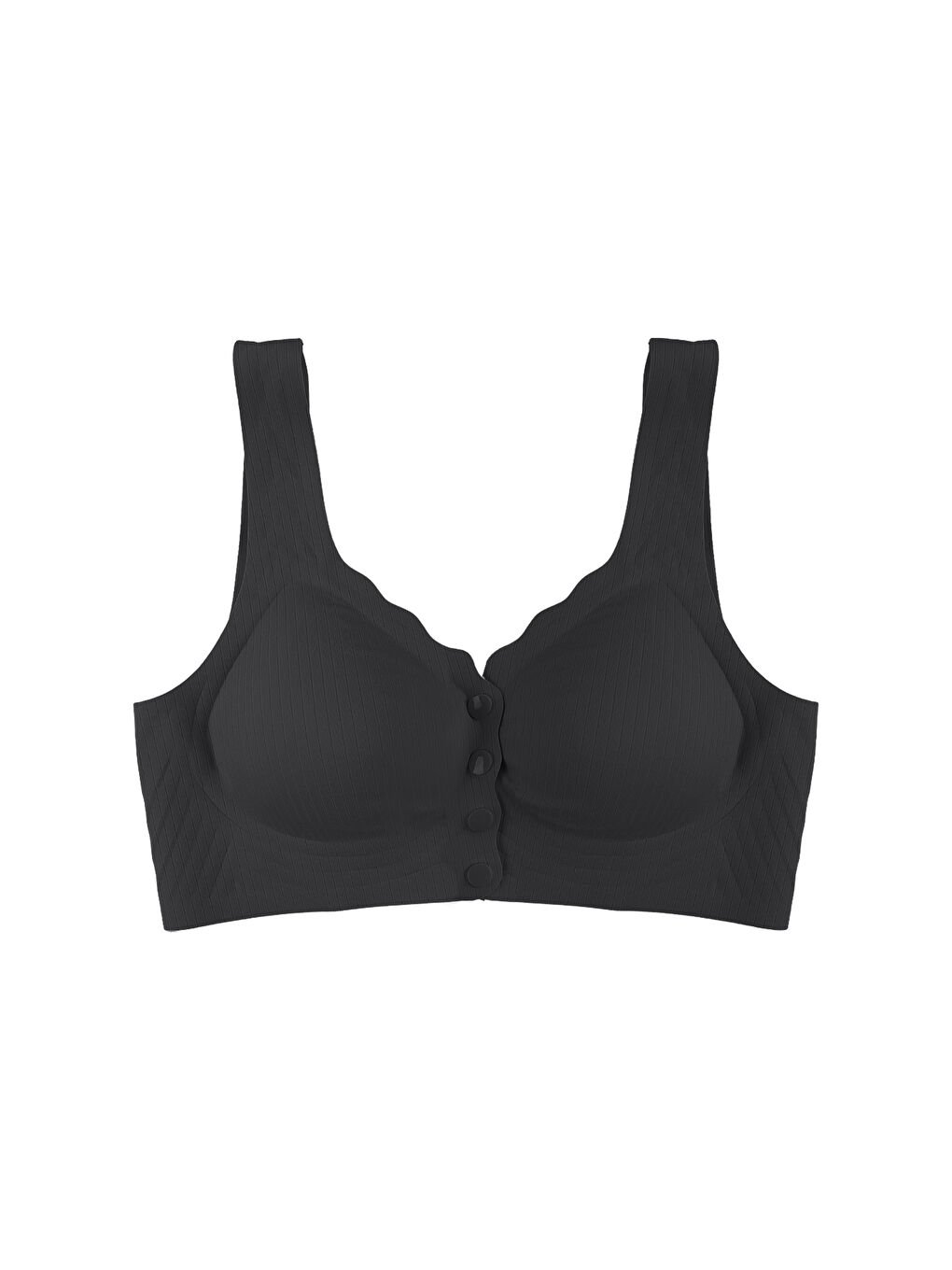 Siyah Balensiz Lazer Dikişsiz Kaplı Önden Kopçalı Sütyen Büstiyer