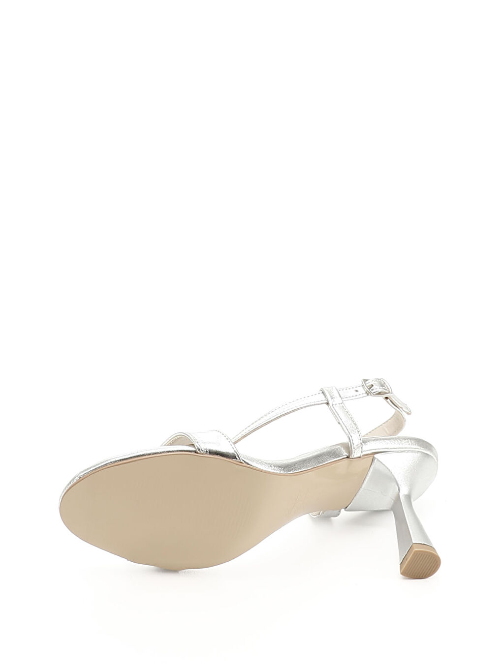 Gri Kadın GÜMÜŞ-GRİ Bantlı Kadeh Ökçe Sandalet-3