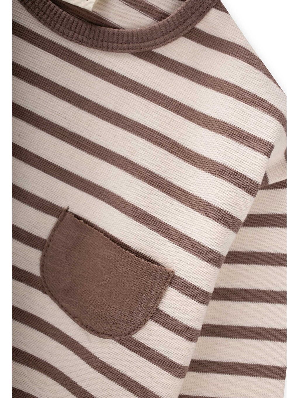 Bej Çizgili Sweatshirt Takım 1-7 Yaş Vizon-2
