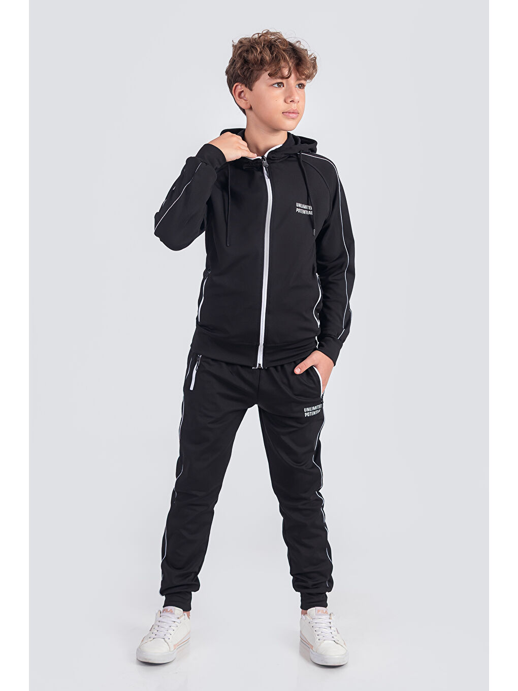 Siyah Dalgıç Kumaş Unisex Çocuk Eşofman Takımı Unlimited Potential ESF1725Y-1