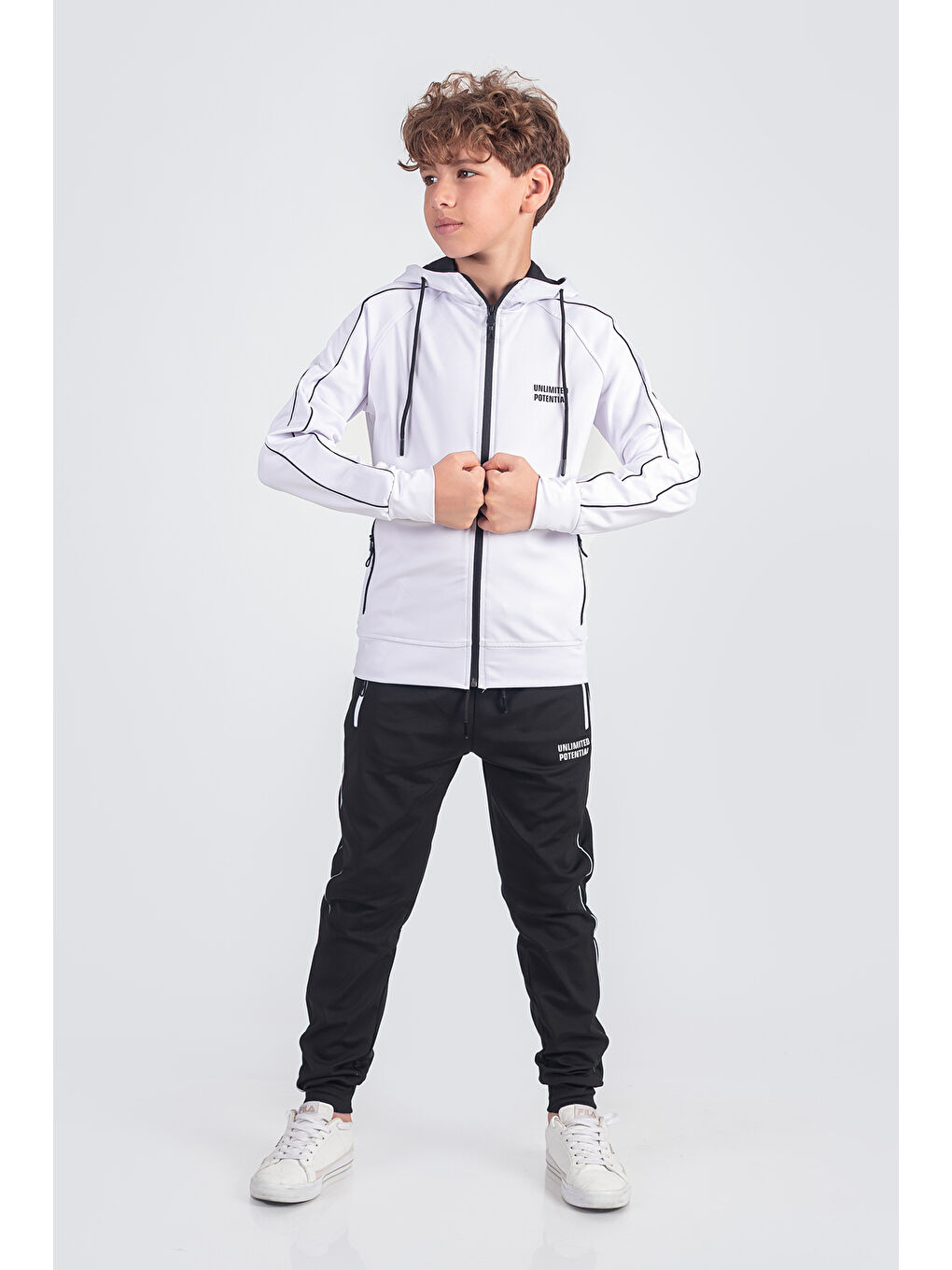 Beyaz Dalgıç Kumaş Unisex Çocuk Eşofman Takımı Unlimited Potential ESF1725Y-2