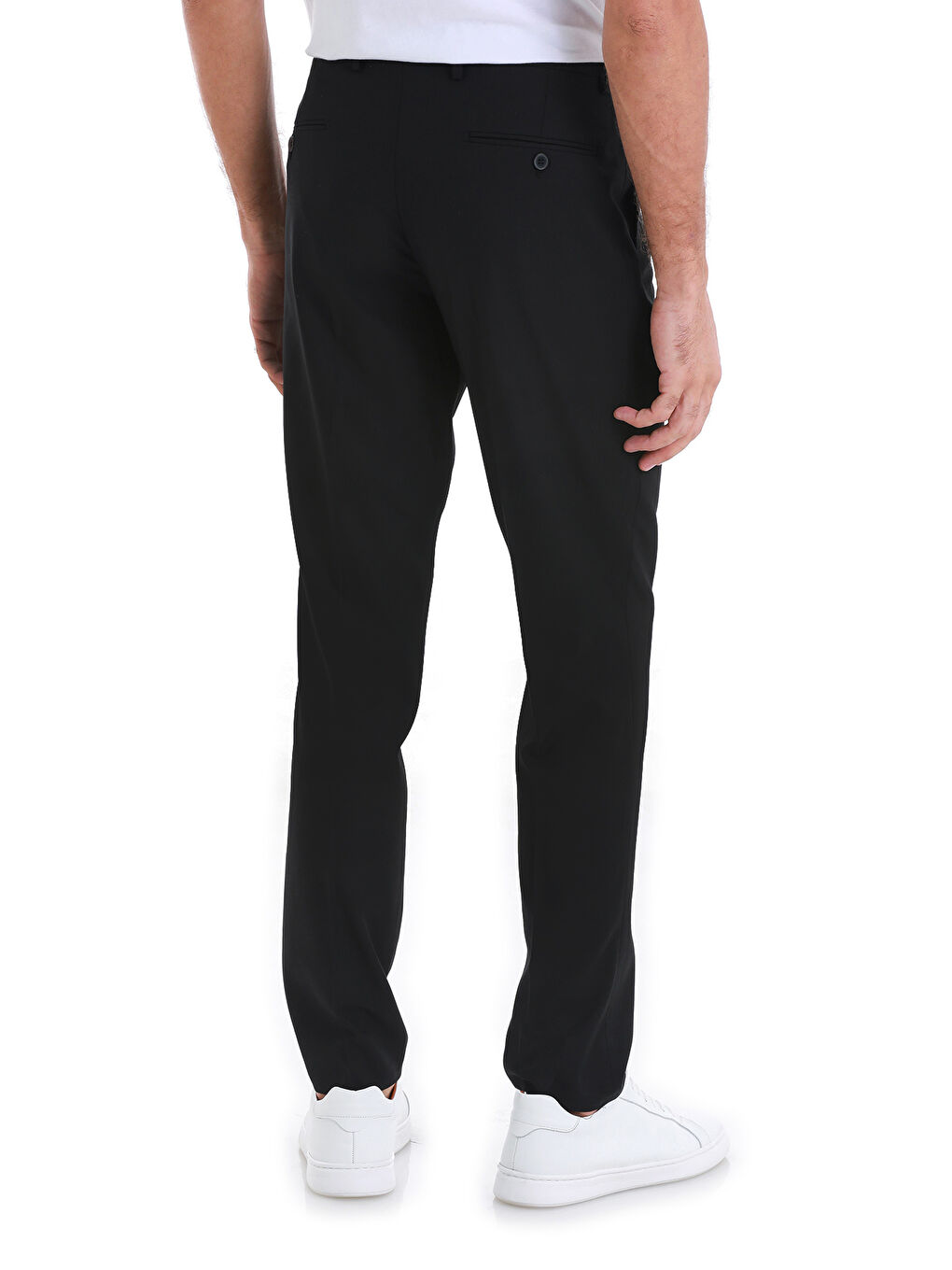Siyah Slim Fit Düz Yandan Cepli Kumaş Erkek Pantolon-4