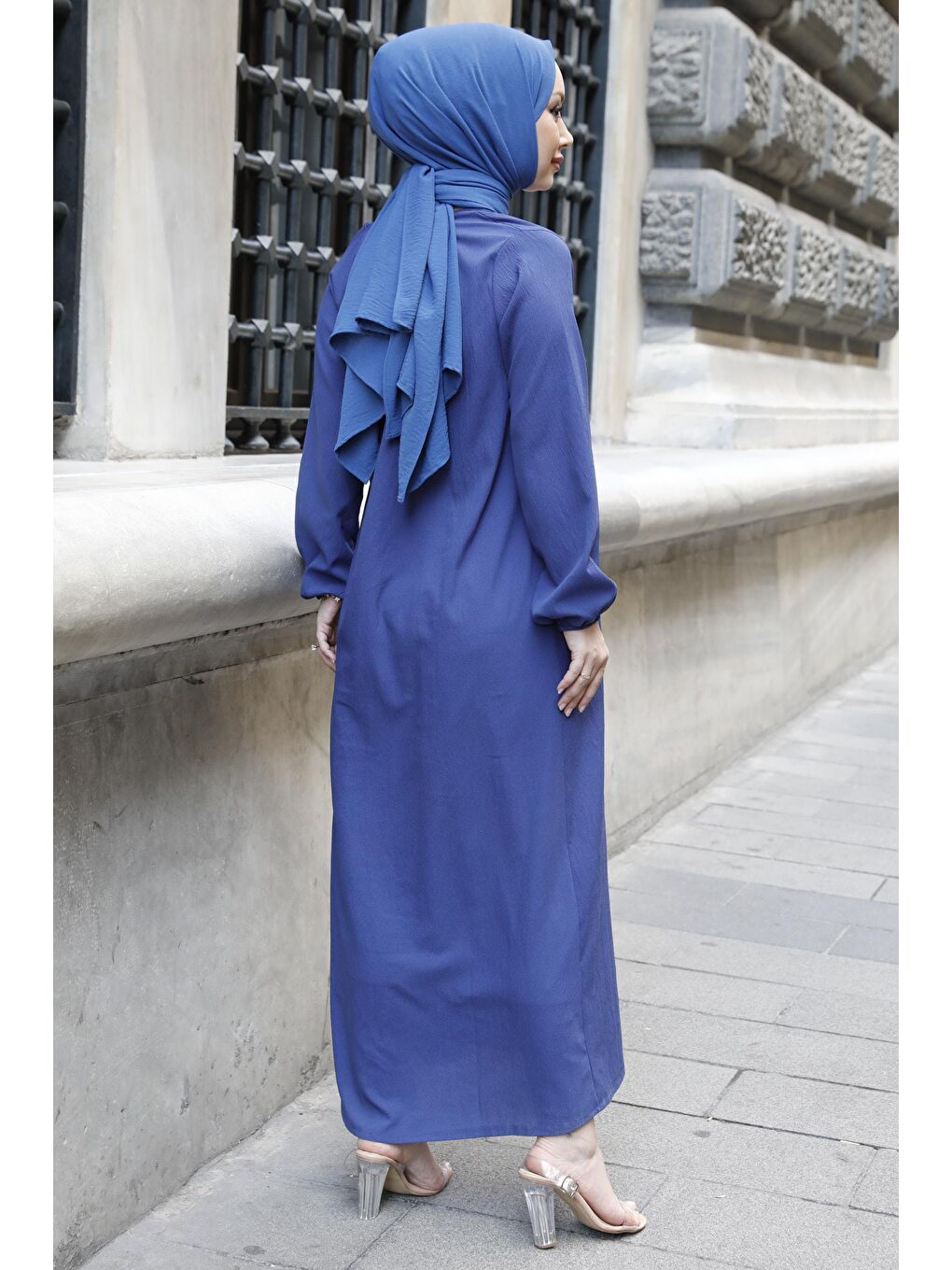 Orta Kadın Mavi Elbise - 10317-5