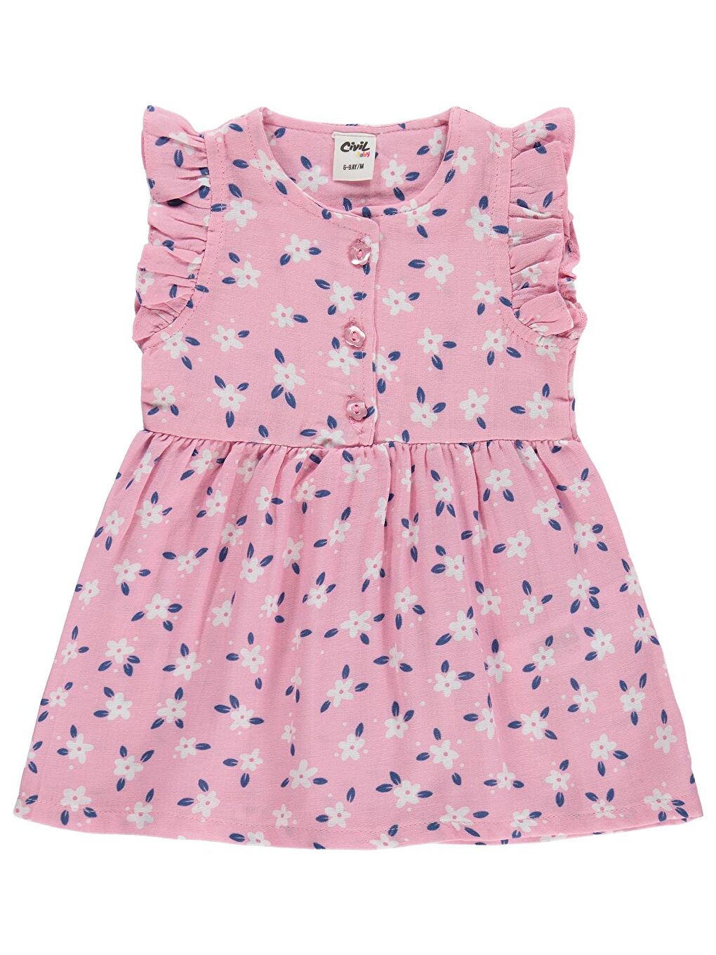 Baby Kol Fırfırlı 6-18 Ay Elbise - Pembe