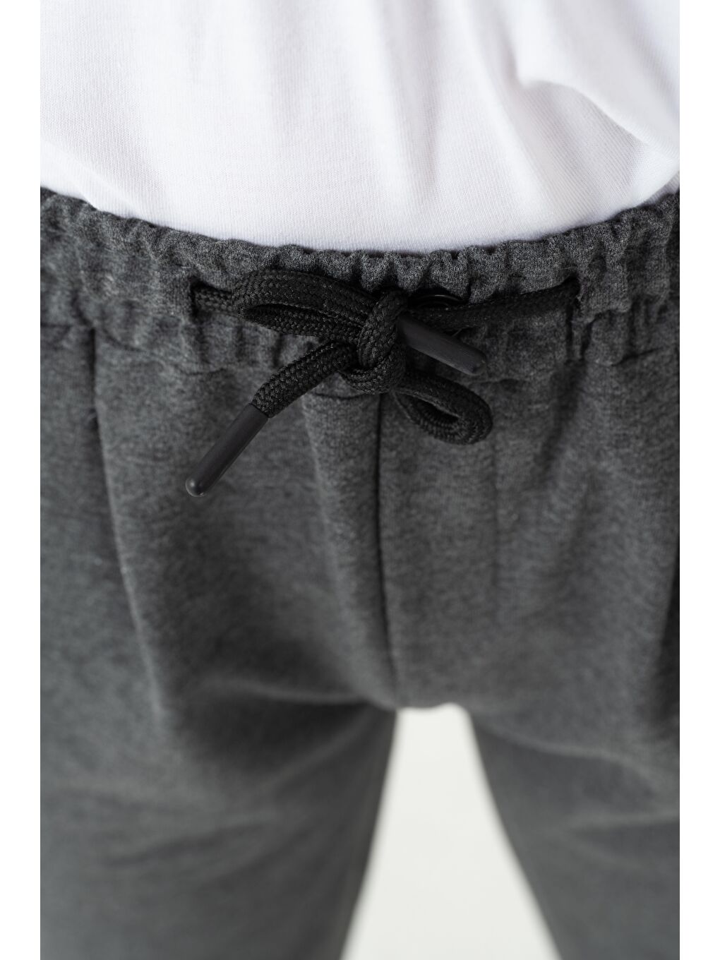 Antrasit Duble Paça Kemer Düğmeli Erkek Çocuk Eşofman Altı-3