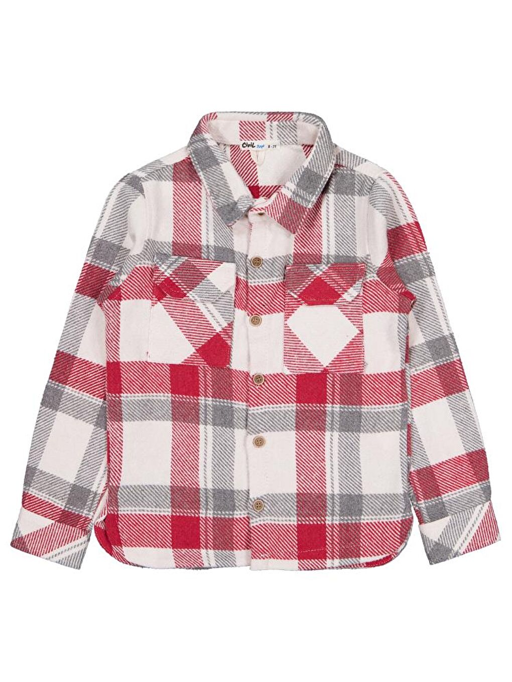 Boys Çift Cepli Ekoseli 6-9 Yaş Gömlek - Kırmızı 7-8 Yaş