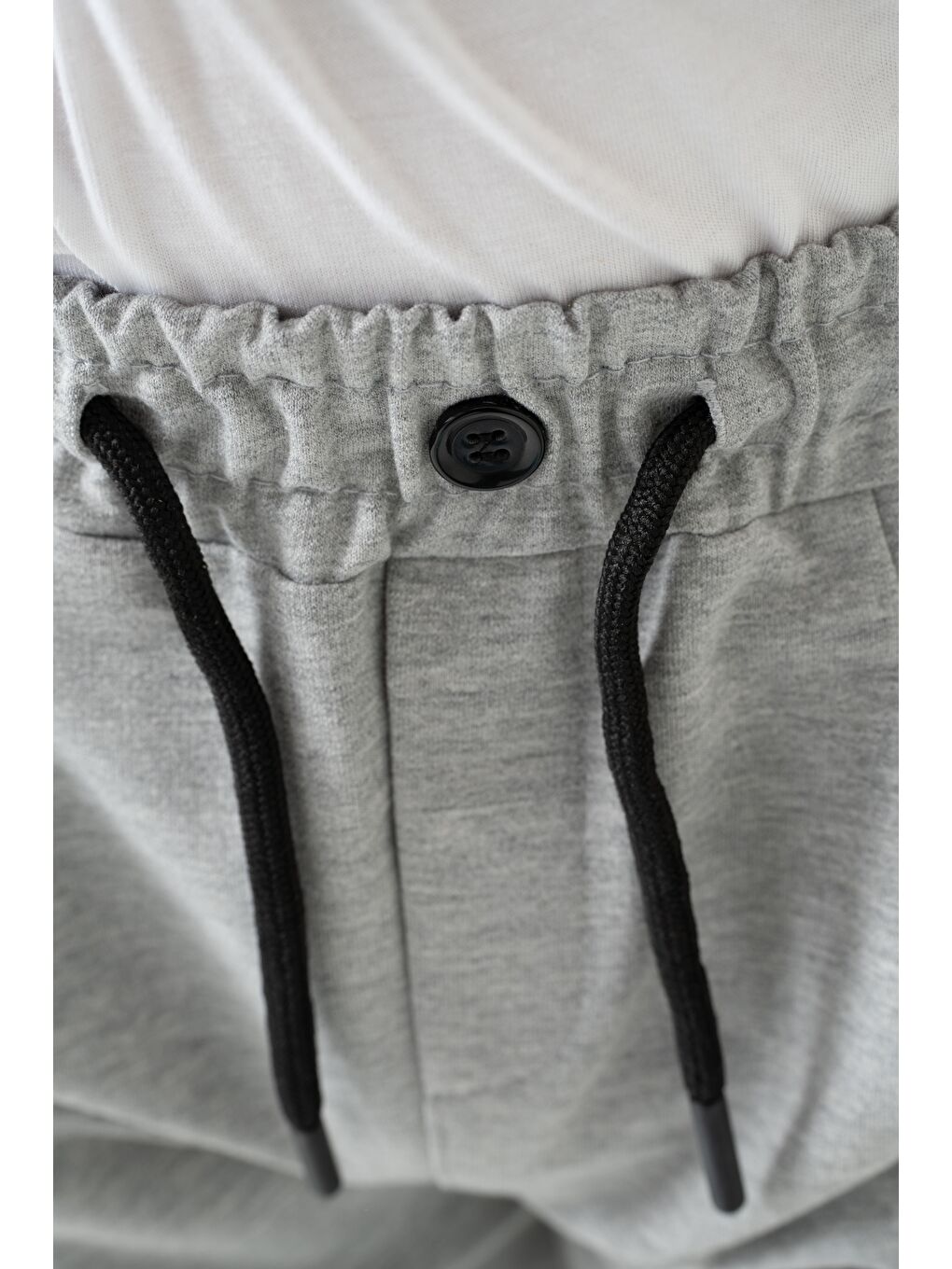 Gri Duble Paça Kemer Düğmeli Erkek Çocuk Eşofman Altı-4