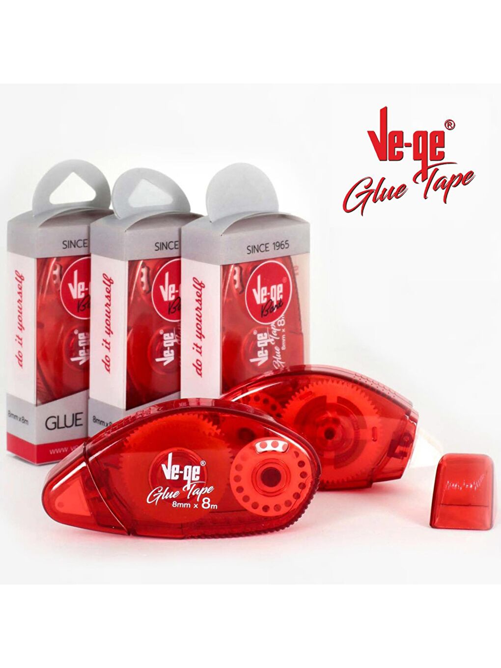 Ve-Ge Şeffaf Glue Tape Şerit Bant 8mm x 8m 6 Adet - 1