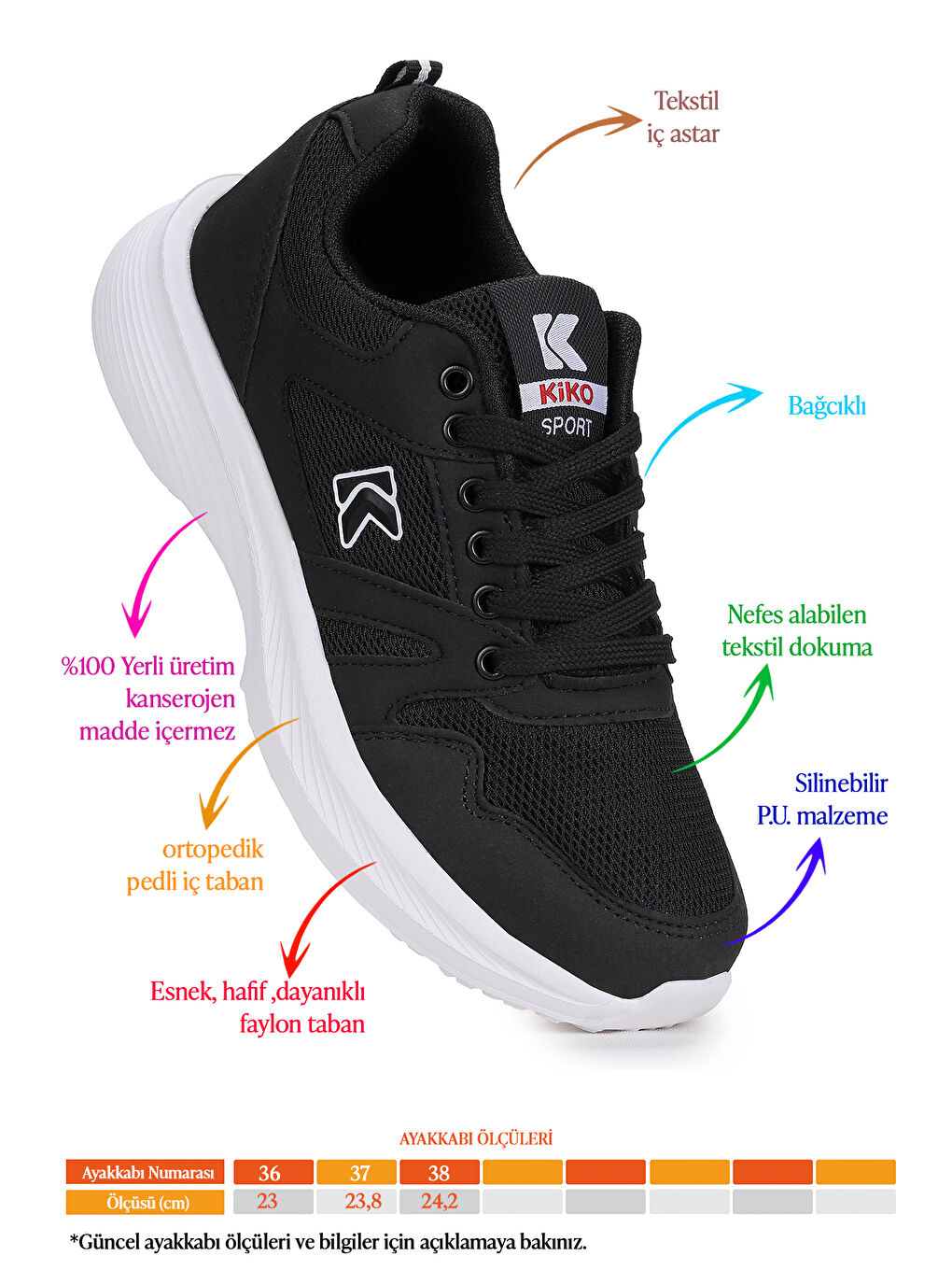 Siyah Dima Fileli Faylon Taban Erkek Çocuk Spor Ayakkabı-1