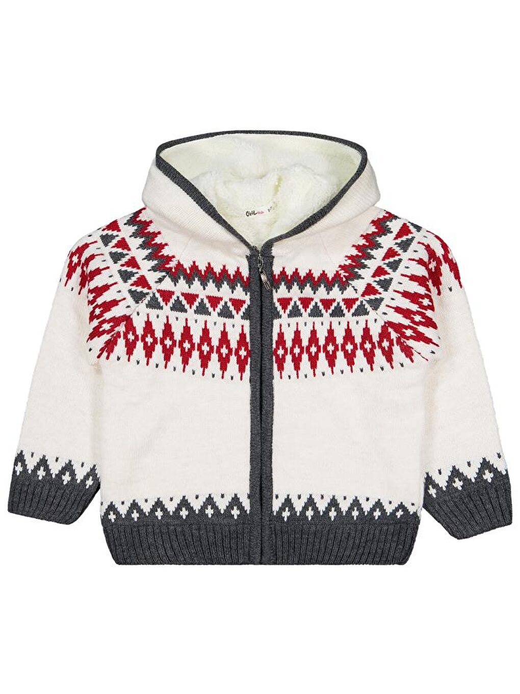 Girls Etnik Desenli 6-9 Yaş Hırka - Bej 7-8 Yaş