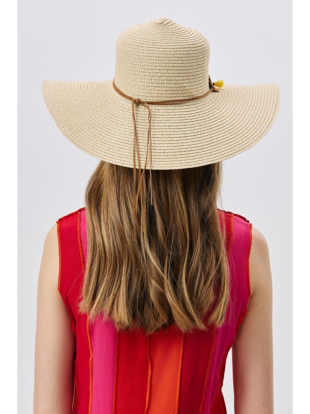 Denizkabuğu Detaylı Geniş Hasır Şapka Y8216 Bej-2