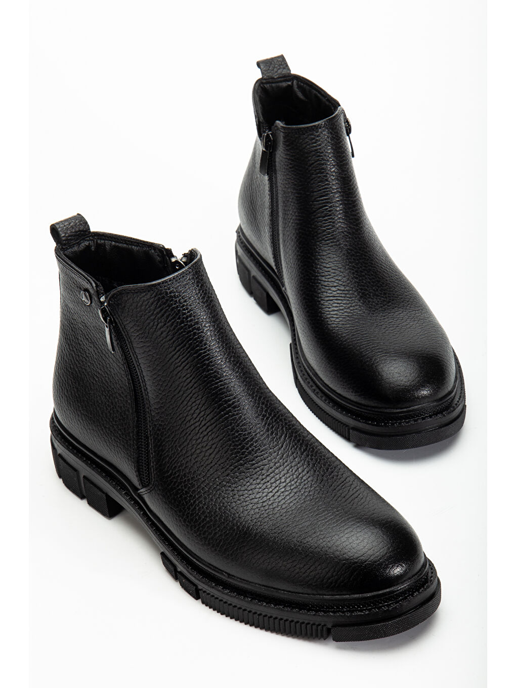 Siyah D555 Hakiki Deri Soğuk Geçirmez Erkek Bot-1