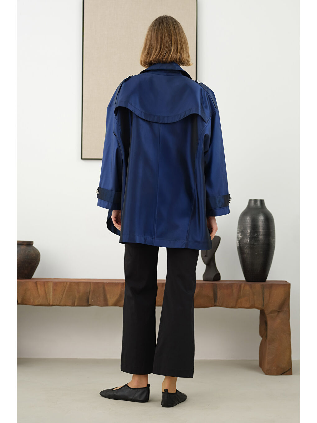 Apoletli Tafta Ceket Lacivert-3