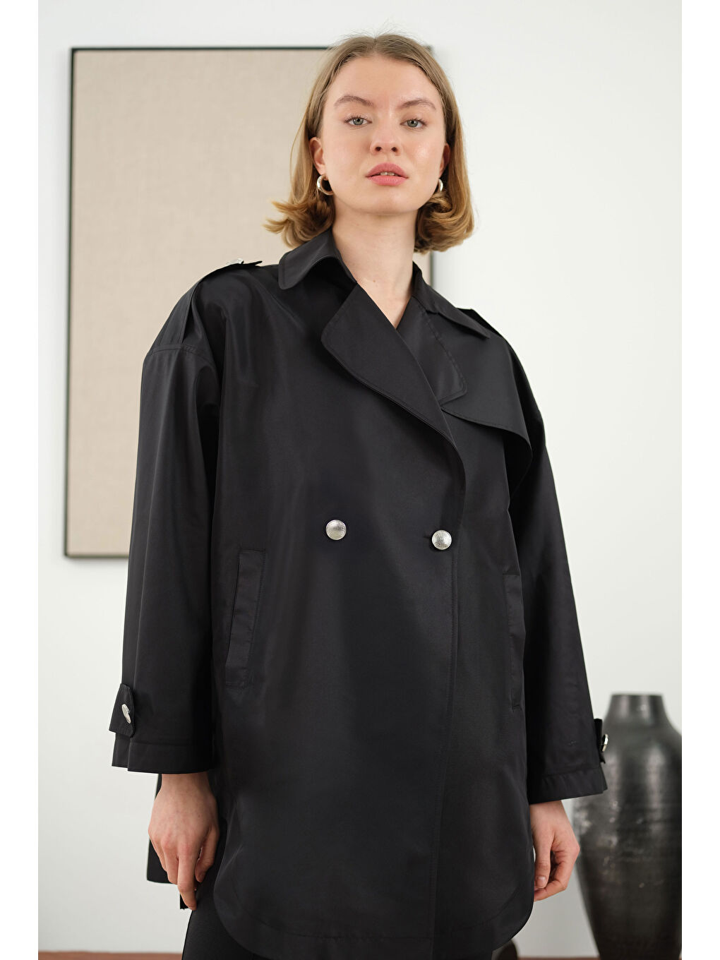 Apoletli Tafta Ceket Siyah-2