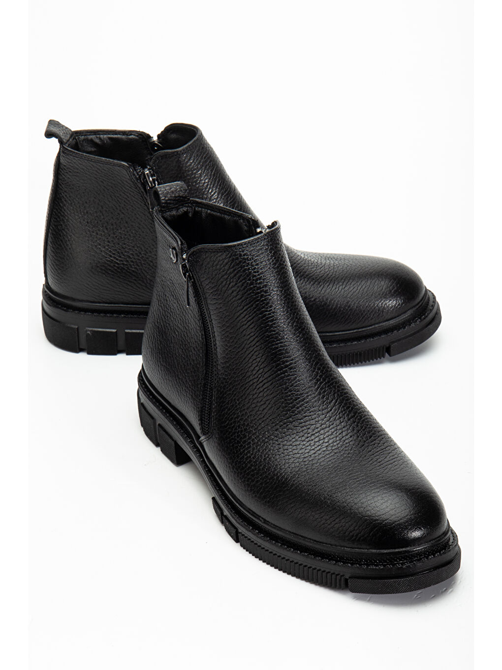 Siyah D555 Hakiki Deri Soğuk Geçirmez Erkek Bot-4