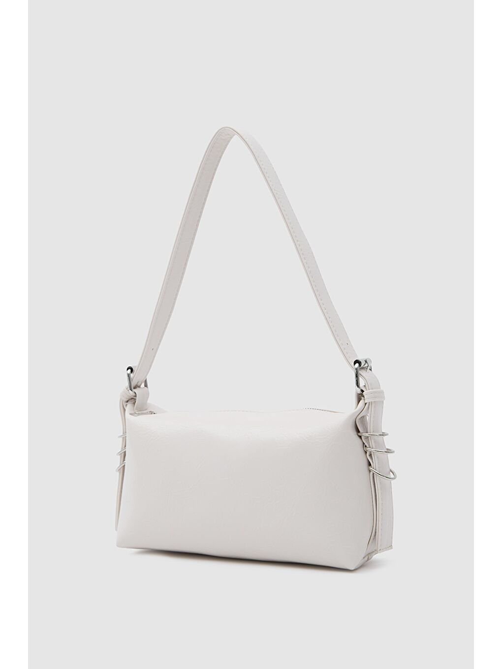 Ekru Loop Halka Detaylı Baget Çanta Krem-1