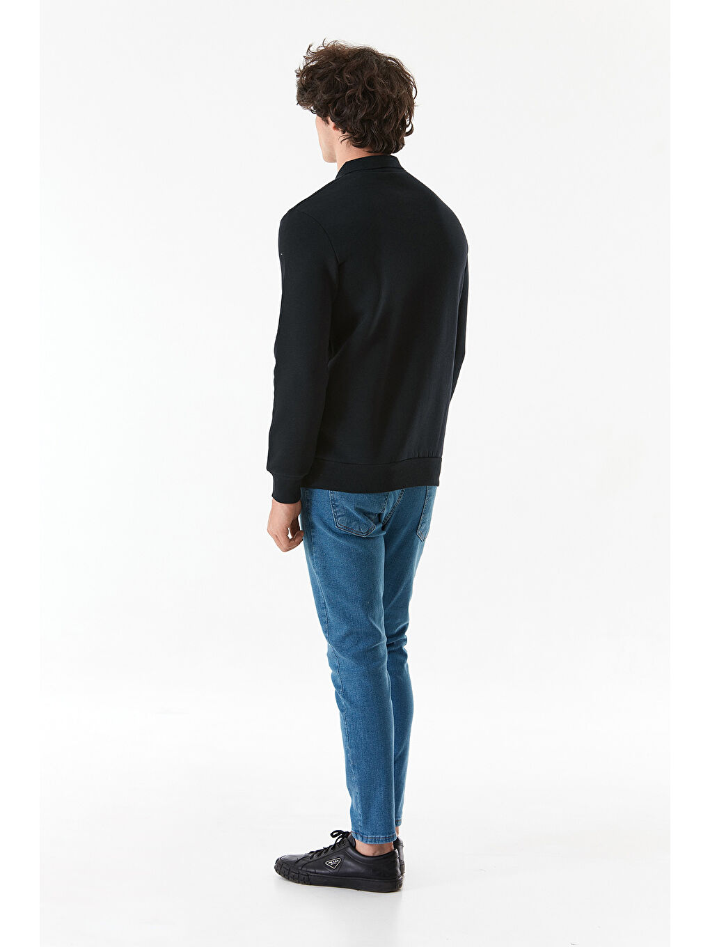 Fullamoda Siyah Basic Polo Yaka Düğmeli Sweatshirt - 4