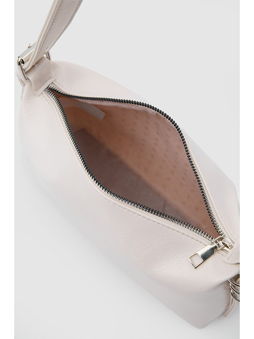 Ekru Loop Halka Detaylı Baget Çanta Krem-5