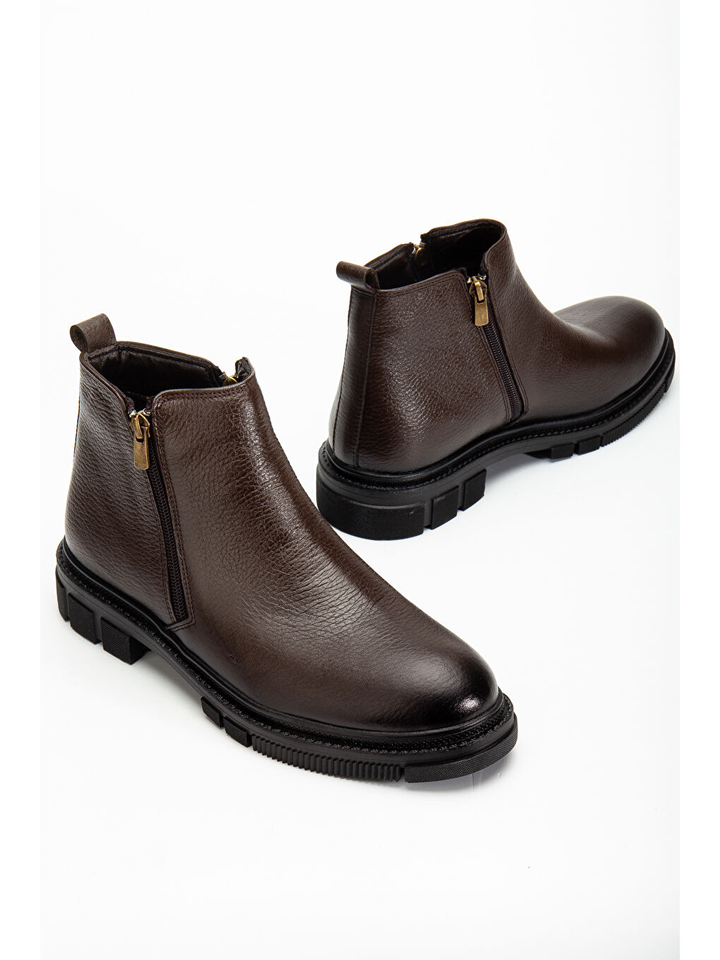 Kahverengi D555 Hakiki Deri Soğuk Geçirmez Erkek Bot-4