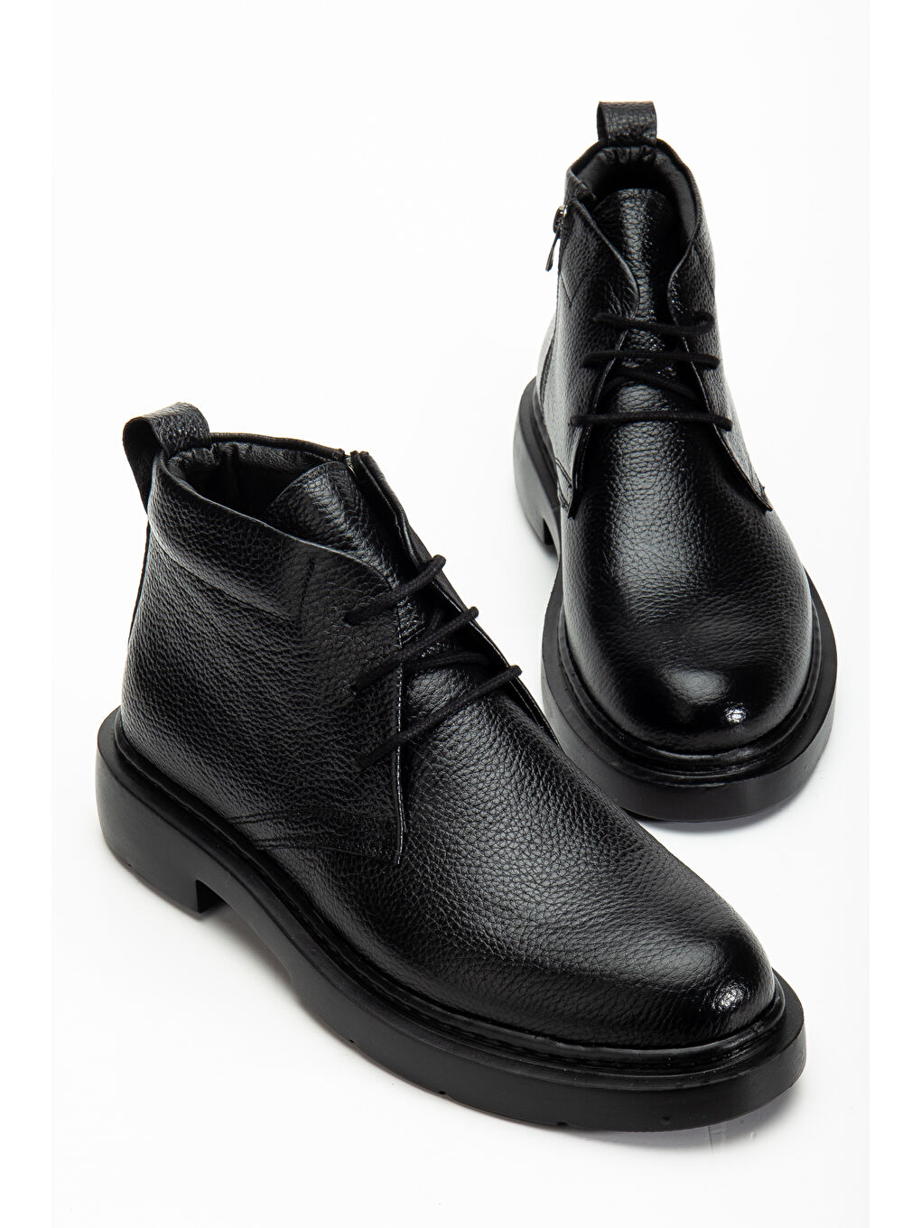 Siyah D414 Hakiki Deri Soğuk Geçirmez Kışlık Erkek Bot