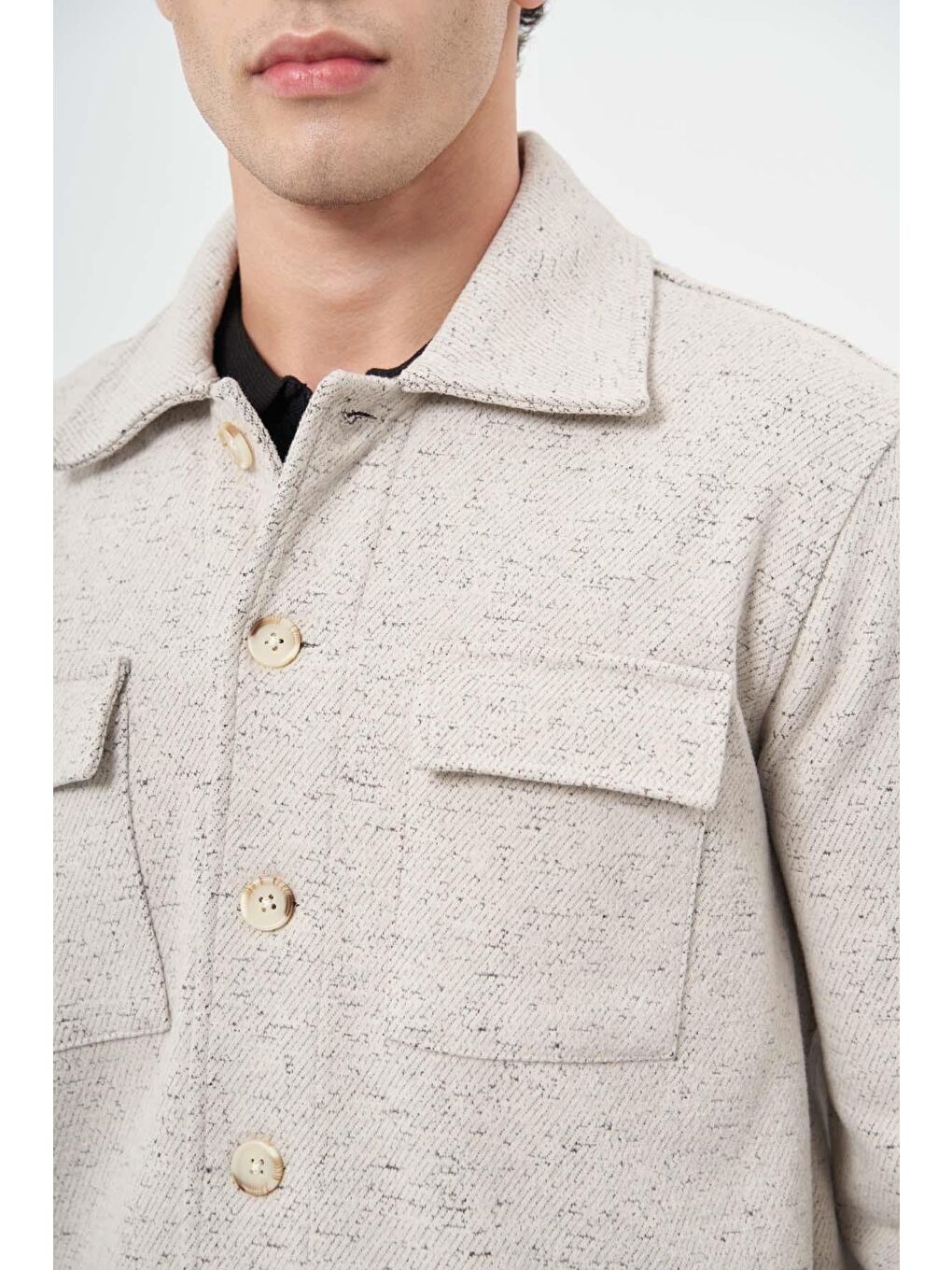 İMZA Bej Örme Polo Yaka Jakarlı Desen Yırtmaçsız Astarsız Slim Fit Classic Mont 1007245160 - 3