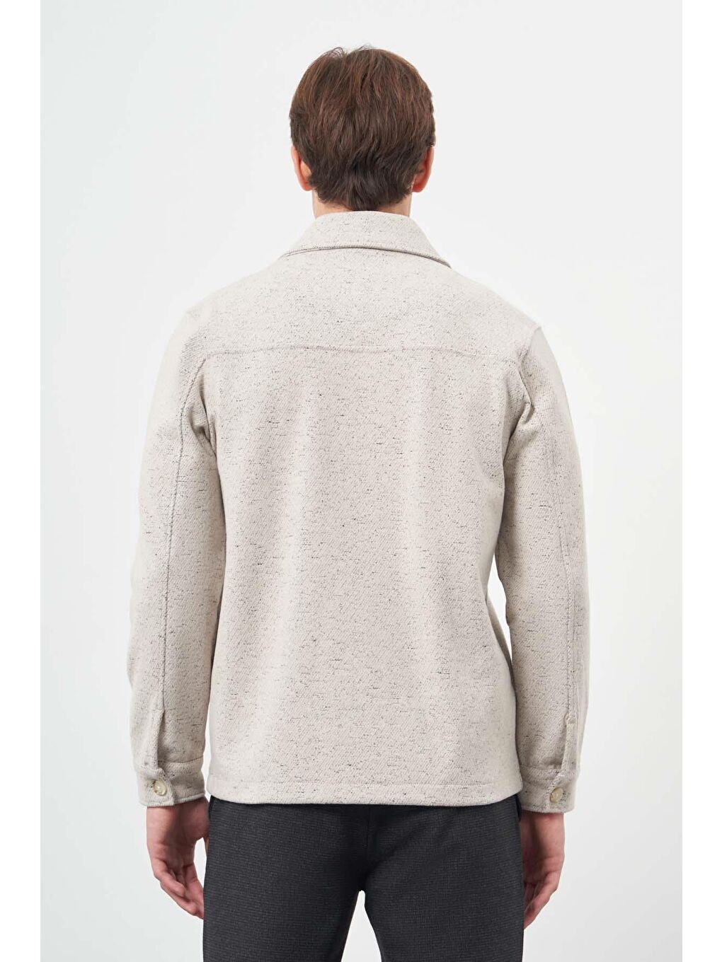 İMZA Bej Örme Polo Yaka Jakarlı Desen Yırtmaçsız Astarsız Slim Fit Classic Mont 1007245160 - 4
