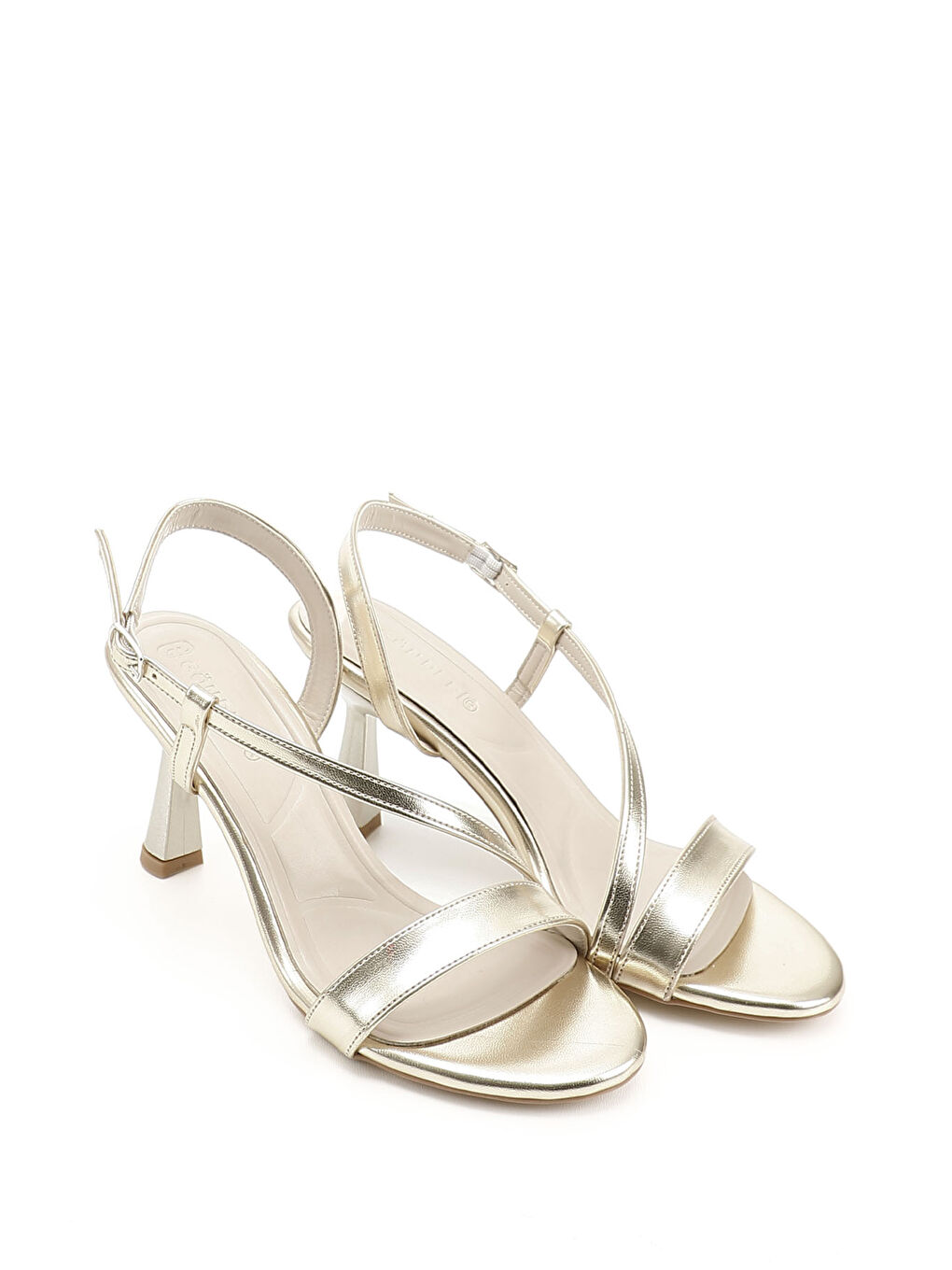 Sarı Kadın ALTIN Bantlı Kadeh Ökçe Sandalet