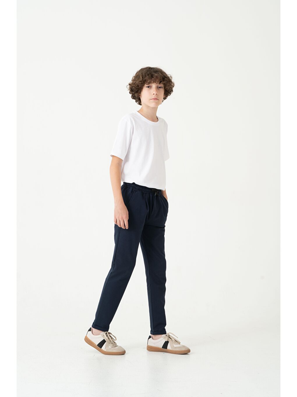 Lacivert Duble Paça Kemer Düğmeli Erkek Çocuk Eşofman Altı-1