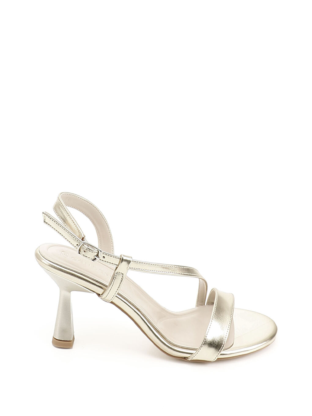 Sarı Kadın ALTIN Bantlı Kadeh Ökçe Sandalet-1