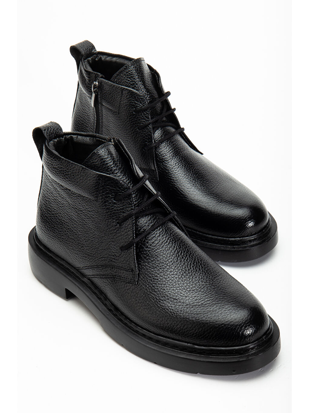 Siyah D414 Hakiki Deri Soğuk Geçirmez Kışlık Erkek Bot-1
