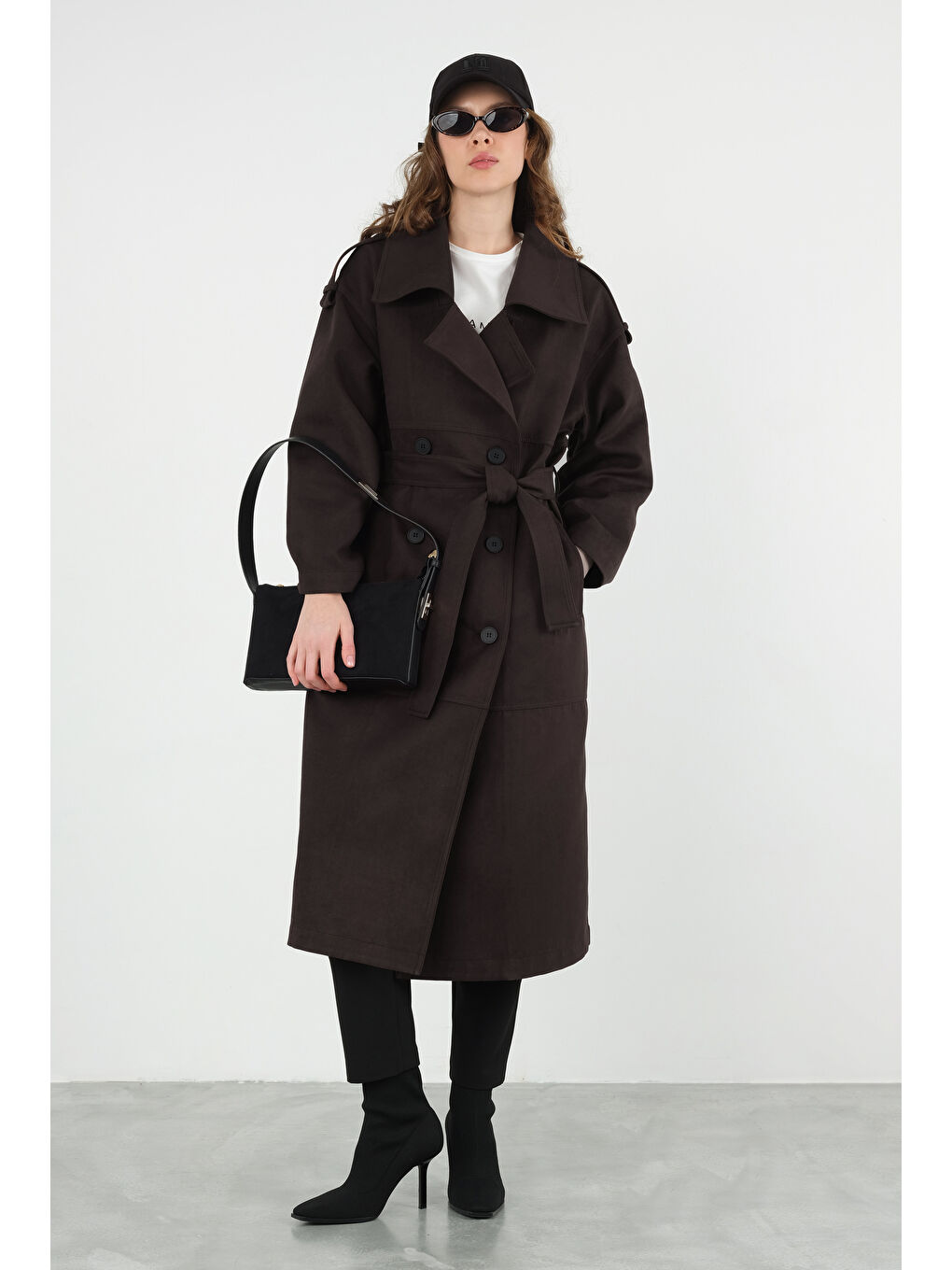 Kahverengi Süet Trençkot Acı Kahve-2