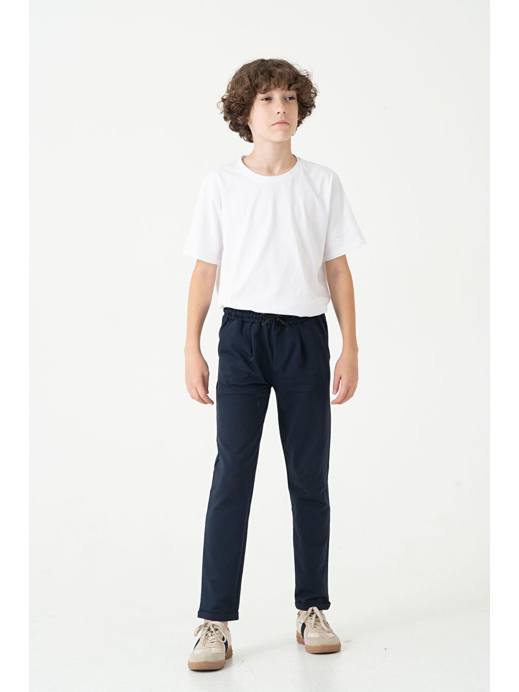 Lacivert Duble Paça Kemer Düğmeli Erkek Çocuk Eşofman Altı-2