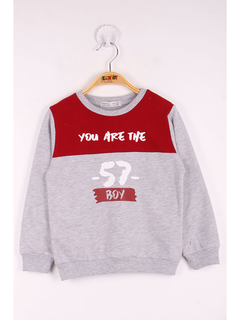 Bordo Erkek Çocuk 57 Baskılı Garnili Sweatshirt