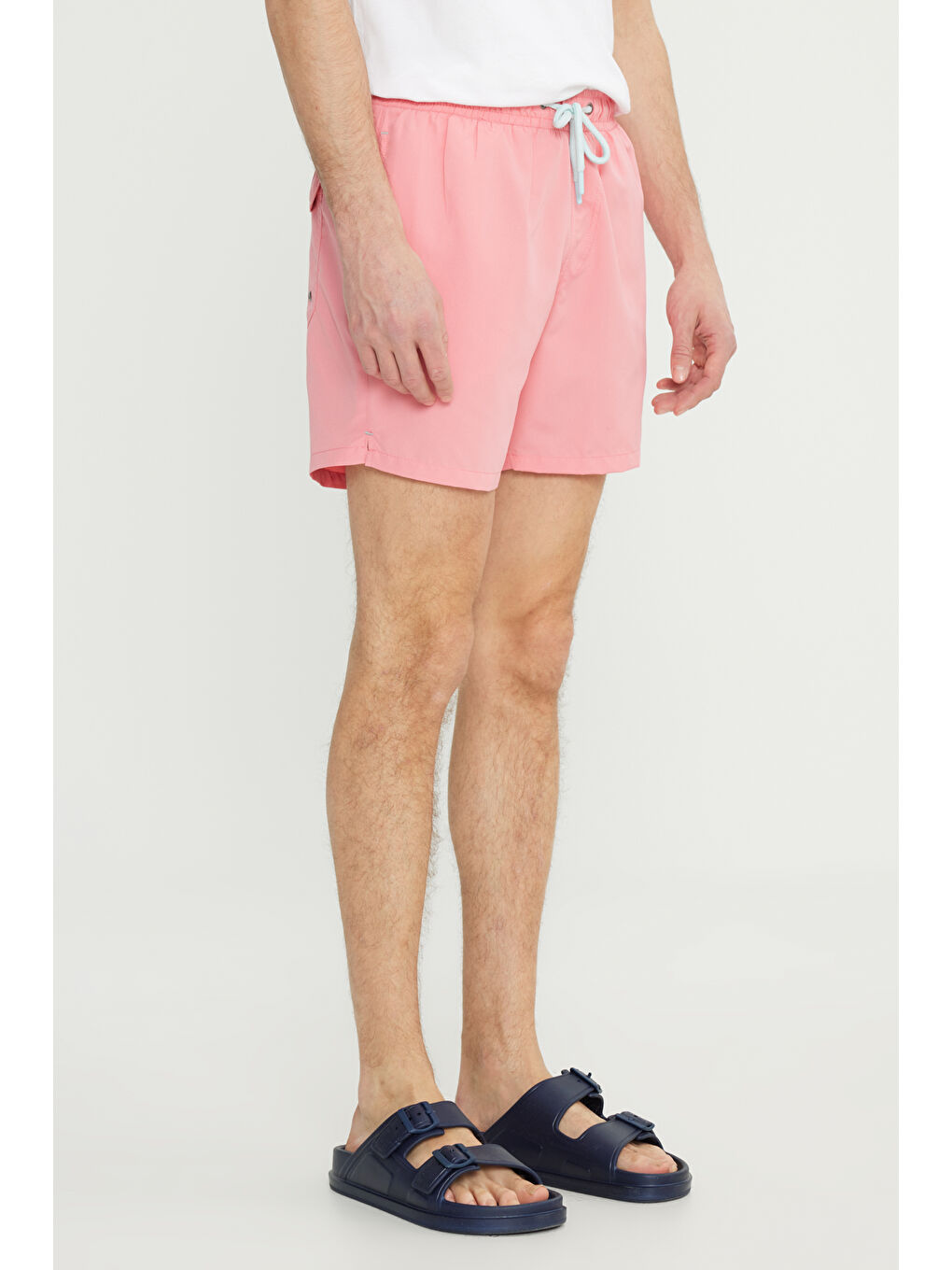 Erkek Pembe Standart Fit Normal Kesim Cepli Hızlı Kuruyan Desenli Deniz Şortu-1