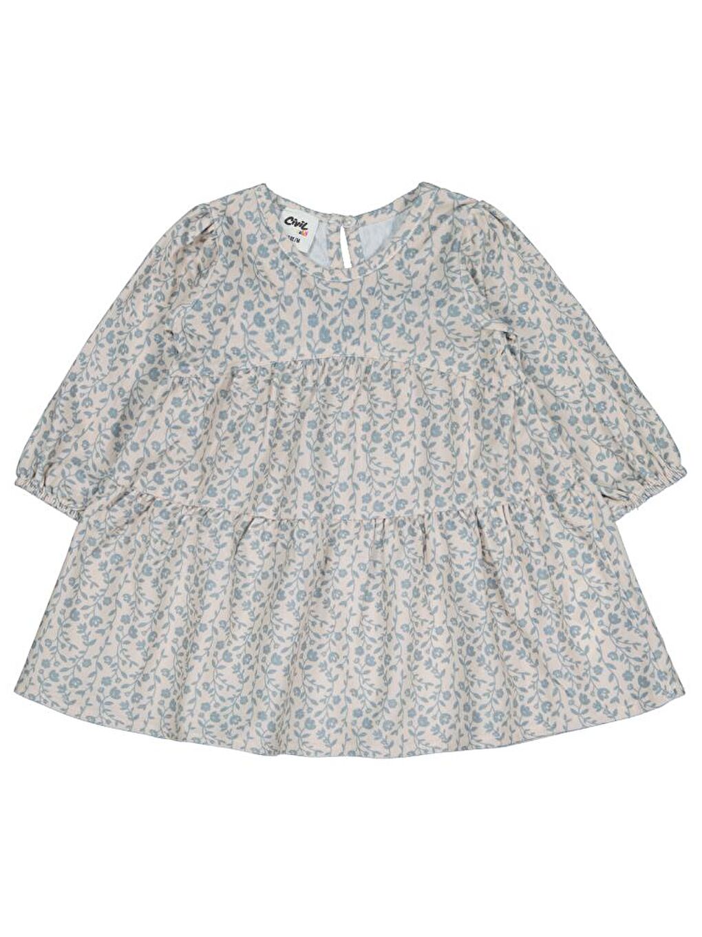 Baby Çiçek Baskılı 6-18 Ay Elbise - Mavi 18-24 Ay