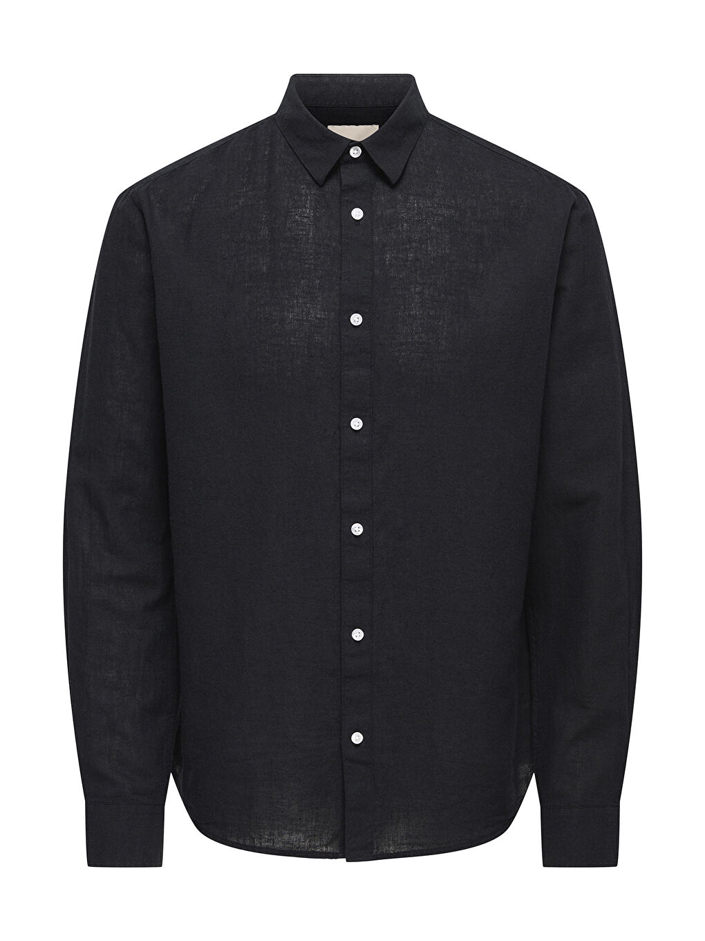 Siyah Onscaiden Keten ve Pamuk Karışımlı Slim Fit Gömlek 22012321-5