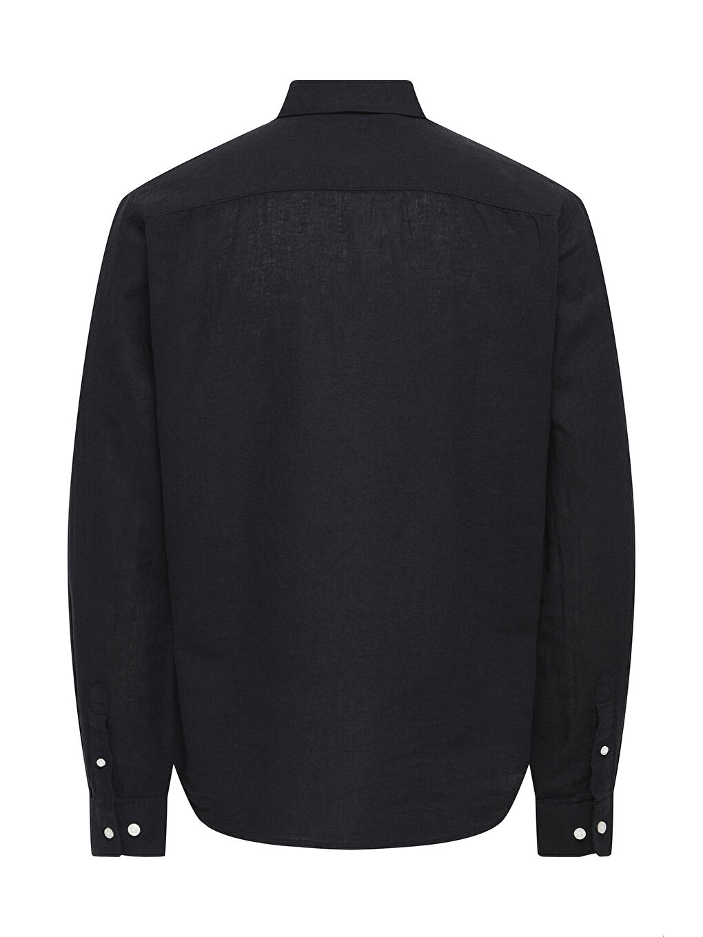 Siyah Onscaiden Keten ve Pamuk Karışımlı Slim Fit Gömlek 22012321-6