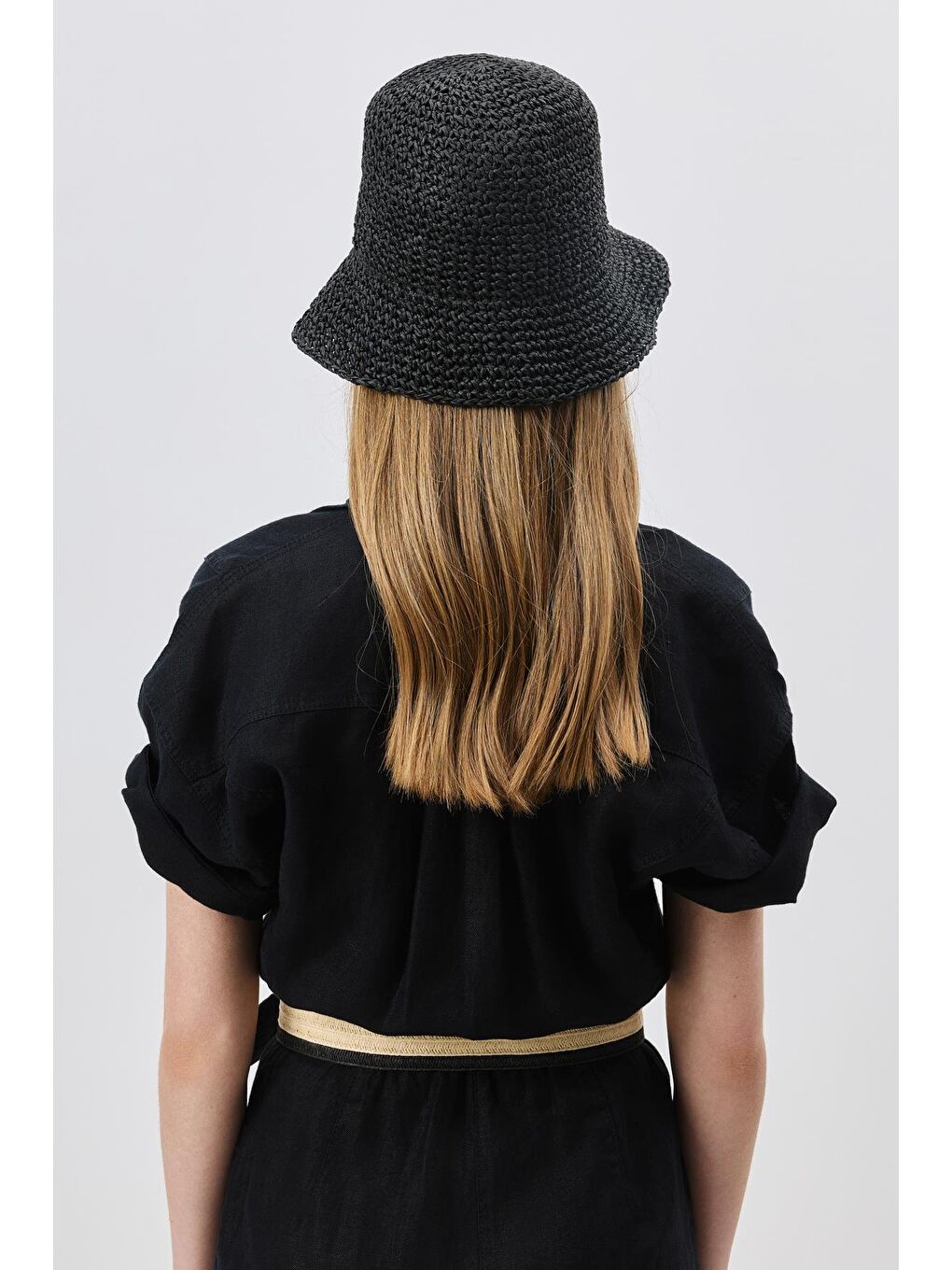 El Örgüsü Hasır Şapka Y8208 Siyah-2