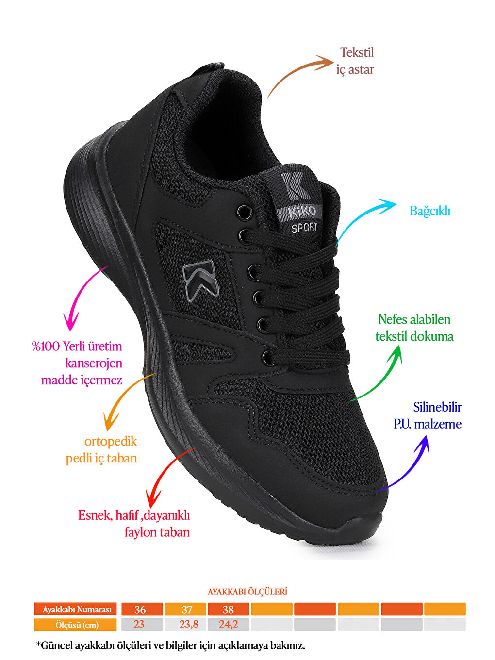 Siyah Dima Fileli Faylon Taban Erkek Çocuk Spor Ayakkabı-1