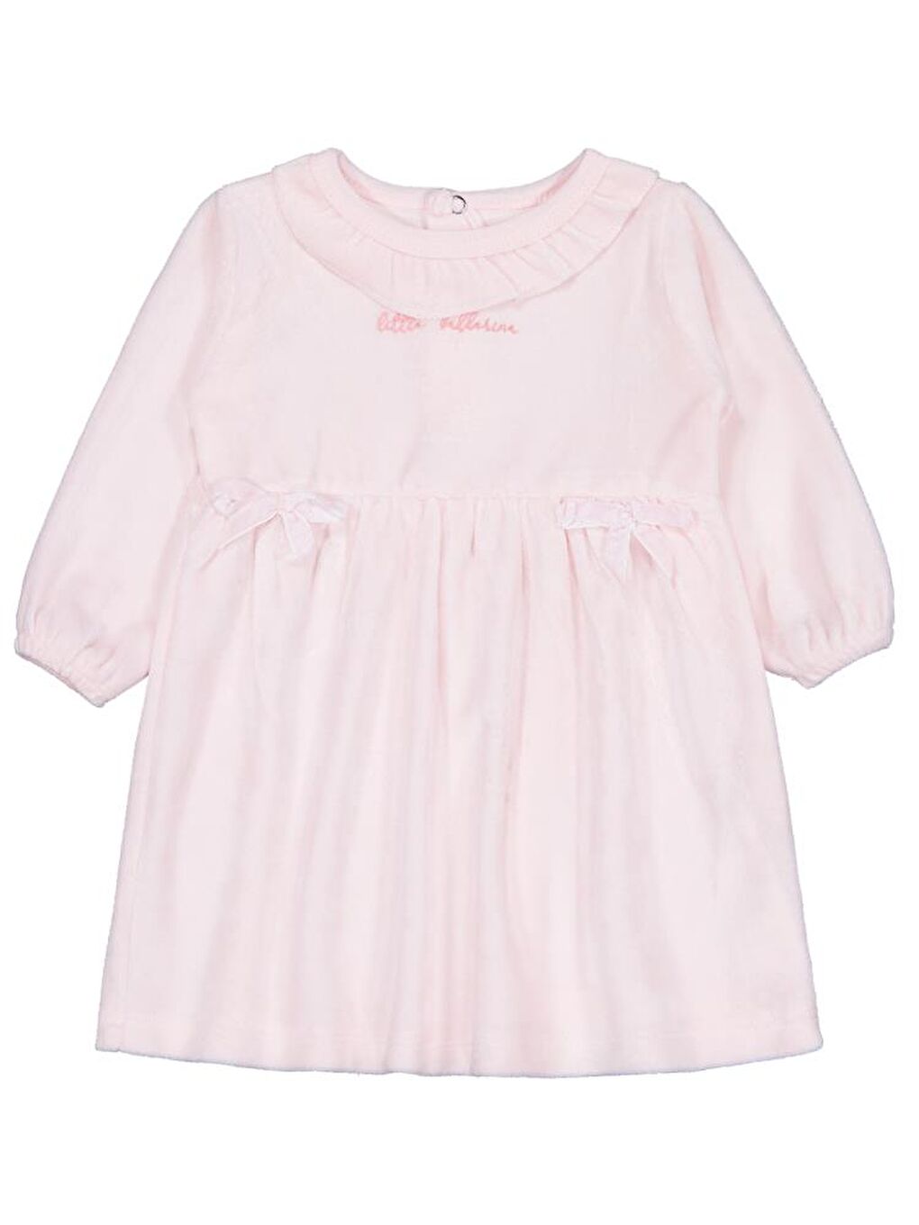 Baby Yaka Fırfırlı Bel Fiyonklu 6-18 Ay Elbise - Pembe 6-9 Ay