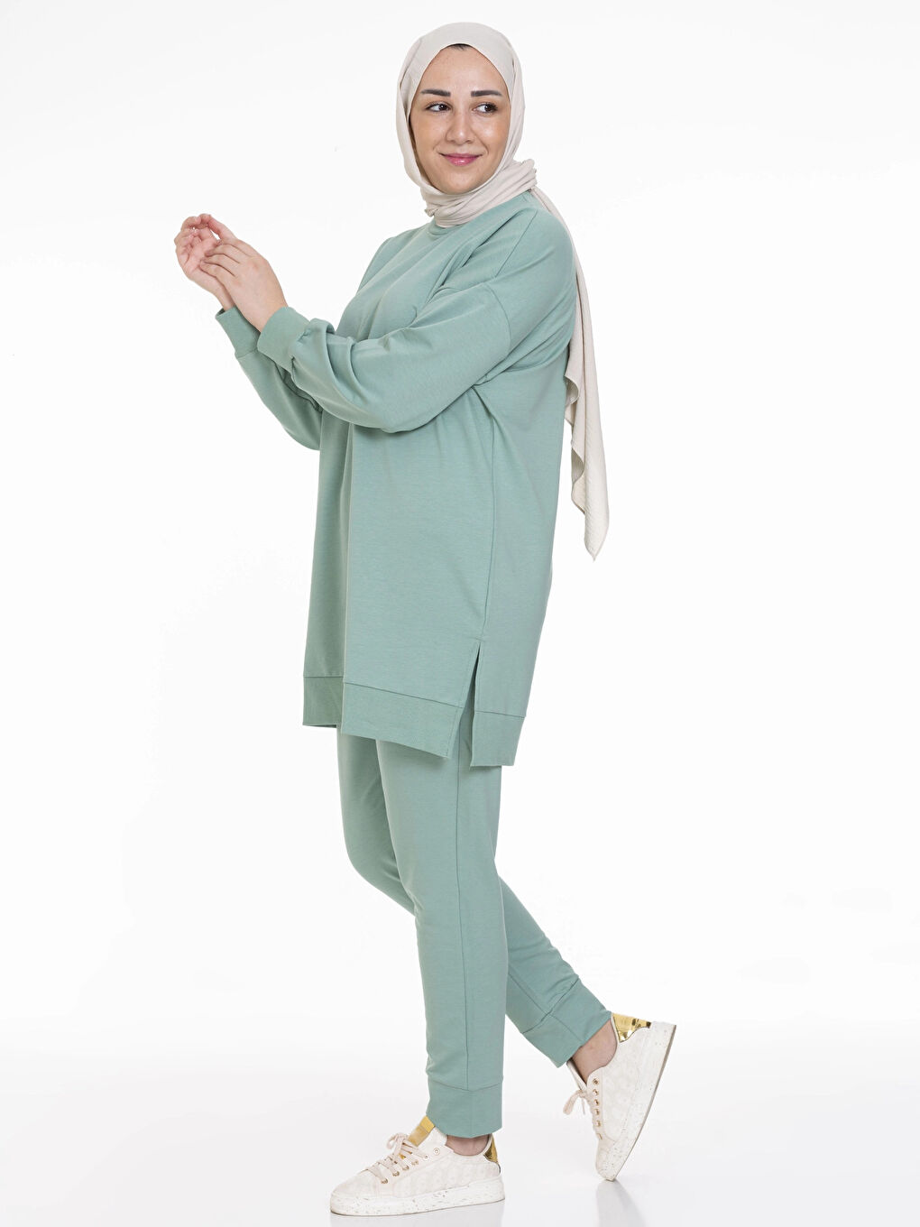 Turkuaz Beli Lastikli Kadın Eşofman Altı N002