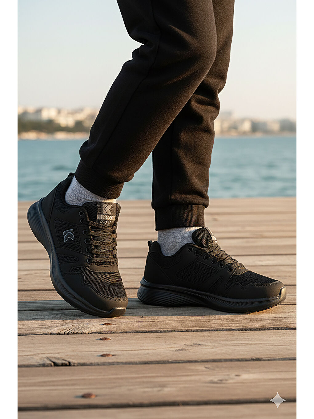 Siyah Dima Fileli Faylon Taban Erkek Çocuk Spor Ayakkabı-2